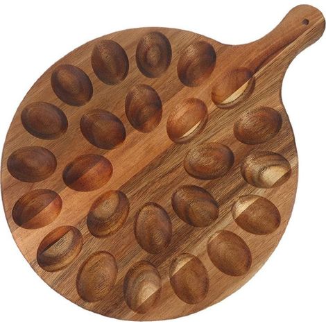 Plateau de Service Œufs - Présentoir Œufs de Pâques, Planche à Découper Ronde avec Poignée pour Apéritif et Brunch, Support pour Service de Buffet et Réceptions (1/4)