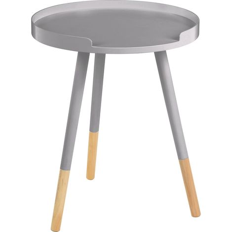 Interiors by Premier Grey and Natural Round Side Table, Wooden Side Table, Natural Wood Side Table, Contemporary Grey Side Table (1/5)