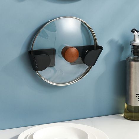 1 soporte para tapa de olla, organizador de cocina colgante de pared, ABS, para cucharas, tapas de ollas, accesorios de cocina, estante de almacenamiento. (1/5)