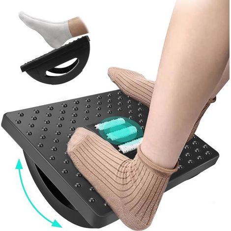 Fußstütze Mit Rollenmassagefunktion Fußstütze für unter den Schreibtisch Bei Rückenschmerzen Fußhocker Einfache Winkelverstellung Für Sitzen Schwarz (1/5)