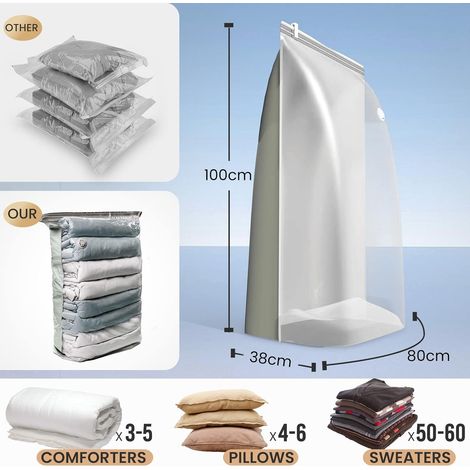 APEX Sac sous vide vetement aspirateur Cube Lot de 4 (80×100×38 cm) Housse de rangement Pour Vêtements, Couettes, Oreillers (1/4)