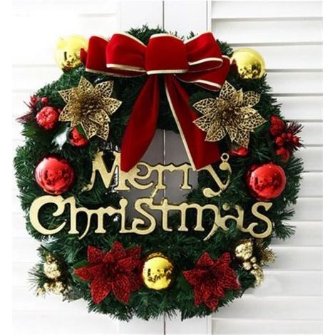 Weihnachtskranz – Weihnachtsstern – Rot – 30 cm – Festliche Wanddekoration – 1 Stück (1/3)
