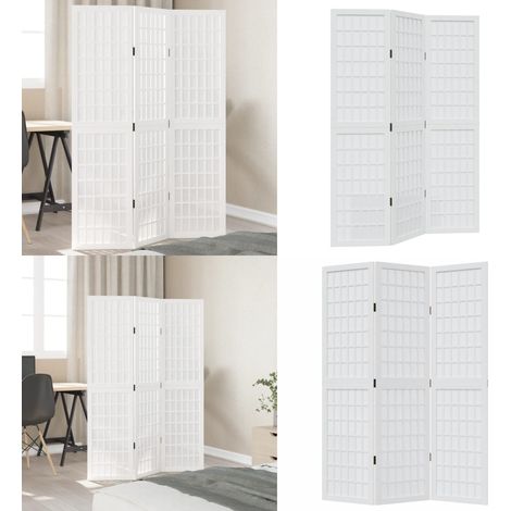 Biombo separador de 3 paneles madera maciza Paulownia blanco - Madera paulownia - Separador de ambientes