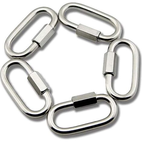 Yasorn M6 Edelstahl-Schnellverschluss-Karabiner, D-förmig, 5 Stück (1/5)