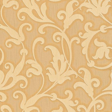 Empapelado aspecto textil Profhome 954903 papel pintado textil texturado de aspecto textil mate naranja oro amarillo 5,33 m2