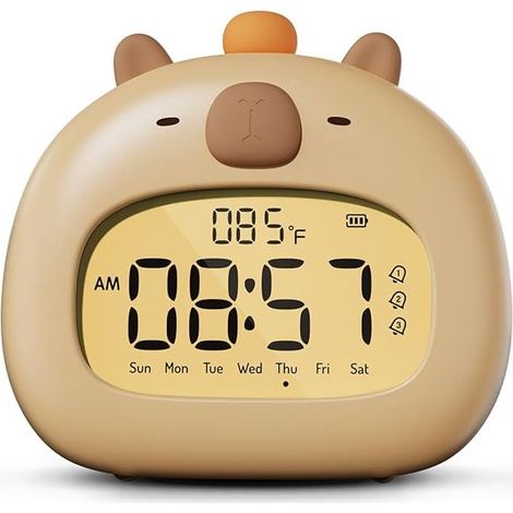 Réveil Nocturne pour Enfants, Réveil Capybara Digital de Chevet, Luminosité réglable par LED, 3 Groupes de réglages d'alarme éducatif Jour Nuit, Adapté aux Enfants, étudiants et Adolescents (1/5)