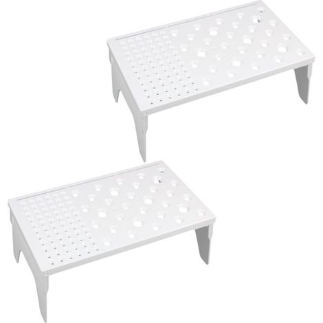 de 2 grilles de séchage en plastique blanc perforées pour