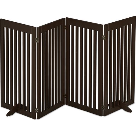 Cancello di sicurezza retrattile per cani a 3 pannelli 92 x 51 x 1,8 cm proteggi scale ingresso in MDF marrone 130010905