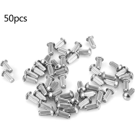 50 vis M5 en acier inoxydable, rivets pleins tête ronde à tige moletée, lot assorti (M512) (1/5)