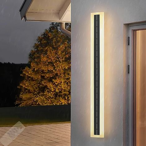 Solaire Longue Extérieur Applique Murale IP65 Étanche Lampe de Mur avec Télécommande LED Lampe Murale 3000K/4000K/6500K Intérieure/Extérieure Acrylique Terrasse Jardin Garage (Lumière Naturelle,100cm) (1/5)
