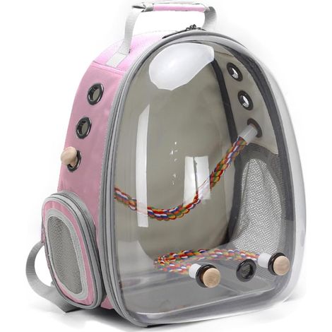 1 Sac à dos pour oiseaux, Plateau acier inoxydable, Perchoir corde, Transport perroquets (1/5)