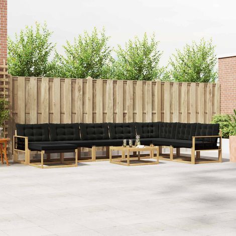 vidaXL Outdoor-Sofagarnitur 9 pcs Weiß und Schwarz Massivholz Akazie (1/5)