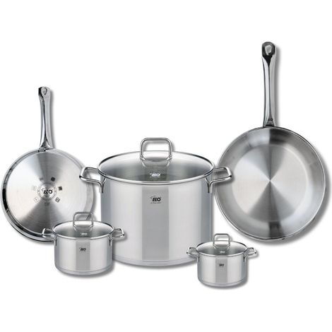 Set de 2 Poêles de cuisson 24 et 28 cm et 3 faitouts 12, 14 et 26 cm Elo Profi Citrin (1/5)