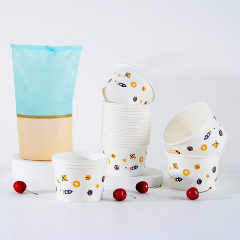 Bol en papier blanc jetable 520 ml, 20 pièces, paquet individuel