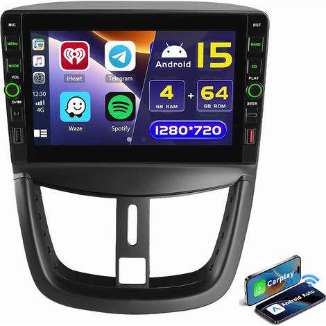 Android 15 Autoradio Pour Peugeot 207 CC 2006-2015 GPS WIFI Bluetooth 2+32G (1/5)