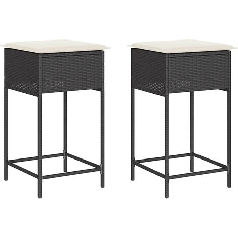 Maison Exclusive - Tabourets de bar jardin coussins lot de 2 noir résine tressée