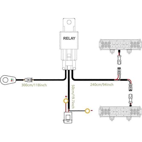 Kit de faisceau de câblage DT à 2 conducteurs pour bandes lumineuses LED, kit de faisceau de câblage avec relais 40A de 3 mètres et fusible 30A, adapté aux camions, UTV et VTT. (1/3)