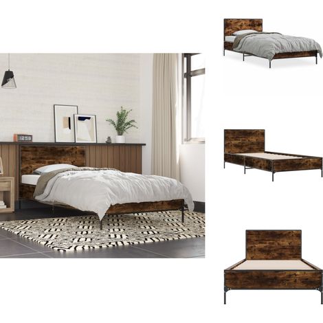 Cadre de lit sans matelas chêne fumé 75x190 cm - Cadre De Lit - Lit Double - Lit Moderne - Lit Design - Lit En Bois (1/5)
