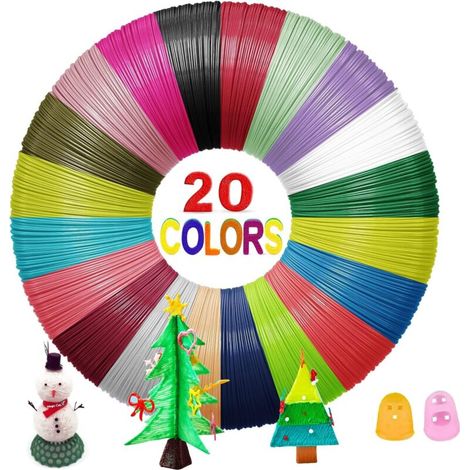 3D-Stift-Filament, 20 Farben, 1,75 mm Mine, insgesamt 60 m 3D-Stift-Filament