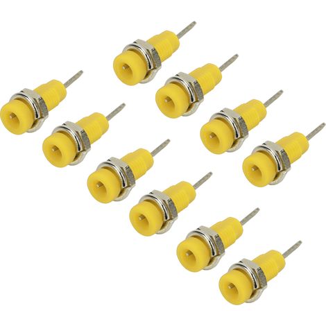Lot de 10 adaptateurs de prise de panneau à fiche banane J.40003 de 2 mm, adaptés aux instruments électroniques, jaunes. (1/5)