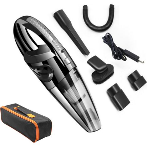 Aspiradora de mano inalámbrica potente de 120 W y 2000 mAh con función húmeda y seca, filtro HEPA lavable y 5 boquillas, recargable para el hogar, la mesa, la oficina y el coche.