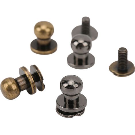 Lot de 200 vis Chicago 0,3 x 0,2 po, en cuivre pur brillant et durable, à tête ronde, rivets pour cuir, pour sacs, étuis et vêtements, coloris argent, noir et bronze. (1/5)