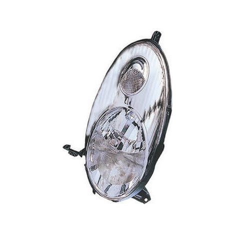 Phare avant gauche H4 fond chromé Nissan Micra K12 phase 1 et 2 2003-2007