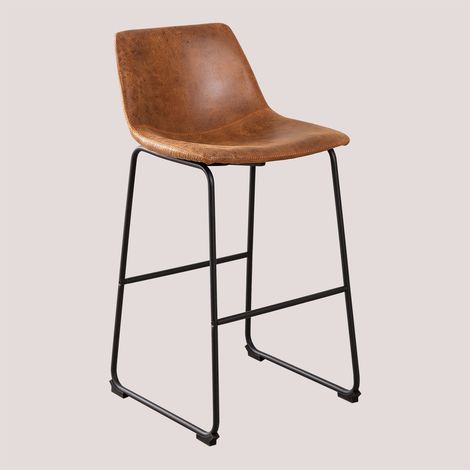 Pack de 4 taburetes altos tapizados en polipiel Ody SKLUM Camel Vintage ↑65 cm (1/5)