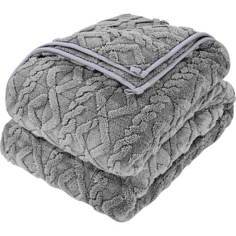 Couverture lestée 9 kg (20 lb) pour adulte, 160x200 cm, molleton sherpa doux, perles de verre, gris, apaisante pour le sommeil (1/5)