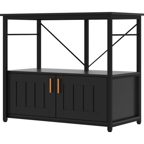 Support d'aquarium solide 40-50 gallons – Étagères doubles métal et bois – Armoire de rangement spacieuse – Capacité 300kg, pieds réglables – Style moderne pour maison/bureau – Couleur : noir (1/5)