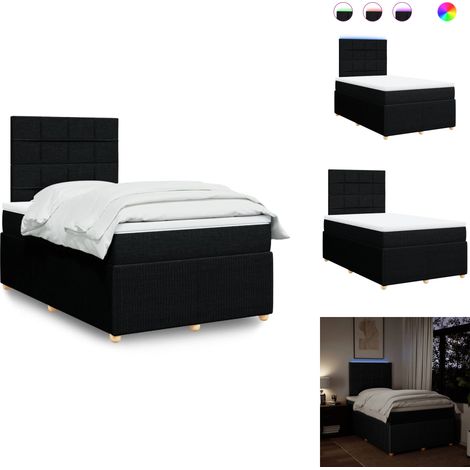 Sommier à lattes de lit avec matelas noir 120x190 cm tissu - Sommier À Lattes De Lit - Sommiers À Lattes De Lit - Lit - Meuble De Chambre À Coucher (1/5)