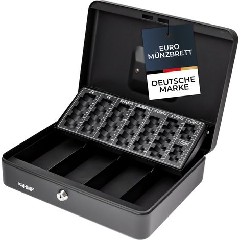 HMF 4215 Geldkassette Euro-Münzzählbrett, 30,5 x 24 x 8,5 cm, schwarz (1/5)