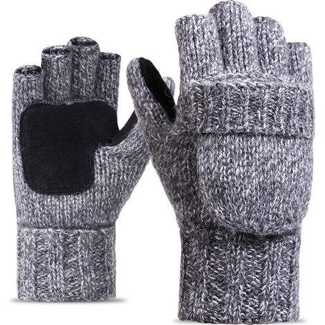 Gants en laine tricotée, mitaines à rabat pour hommes et femmes, adaptés à toutes les saisons, gants de cyclisme d'extérieur.
