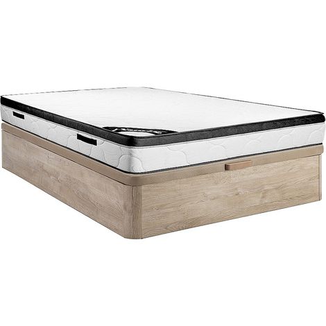 Ensemble 160 x 200 cm sommier coffre naturel clair + matelas mousse ép.30cm - SOLAK de YSMÉE