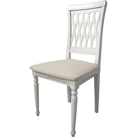 Set 2 Coprisedie Elasticizzati in Poliestere Leslie Panna