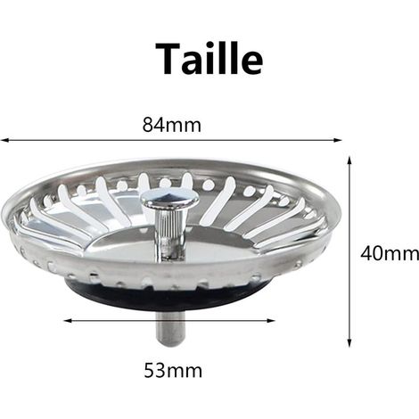 Bouchon Evier Cuisine Filtre Evier Cuisine Bouchon de Lavabo de Salle de Bain en Acier Inoxydable Filtre de Lavabo de Salle de Bain,Bouchon d'évier Universel (84mm) GROOFOO (1/4)