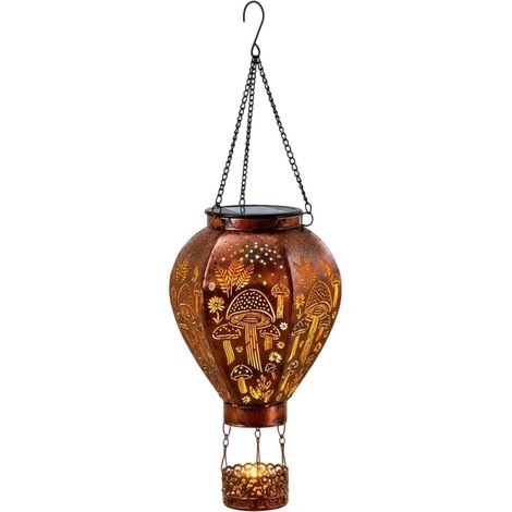 Hot Air Balloon Solar Lantern Waterproof Metal Decoration with Hummingbird and Mushroom - Outdoor Garden Decor For Patio, Garden, Porch, Pool, Camping, Party, Wedding, Restaurant, Hotel (1/5)