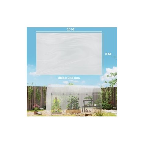 Film de serre transparent 8x10 m en polypropylène 0,15 mm avec protection UV et imperméable (1/5)