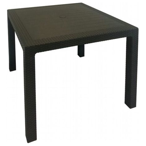 Tavolo da Giardino in Rattan Grigio Quadrato con Foro Ombrellone (1/5)