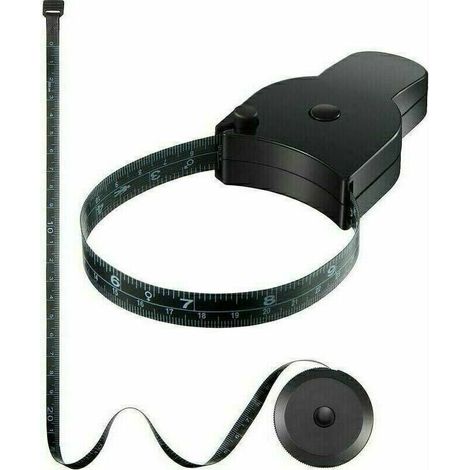 Set of 2 Body Measuring Tapes, 60-inch Fabric Measuring Tape, Includes a Closure Pin and Push-Button Retractable Tape, Black (1/5)