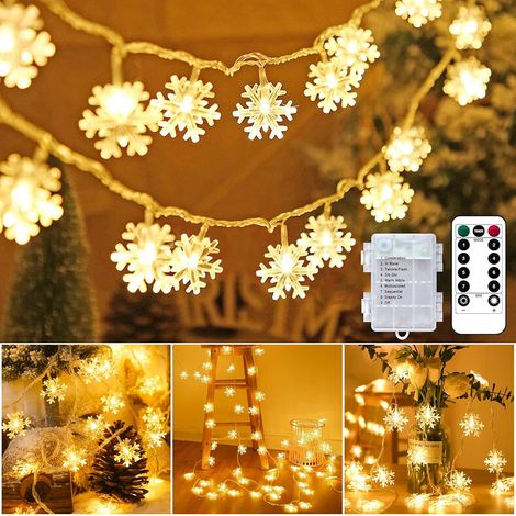 DOLASO Lichterkette, 6 m, 40 LEDs, Weihnachts-Schneeflocken-Lichter, USB- und batteriebetrieben, wasserdicht, IP65, Dekoration, Außen- und Innenleuchte für Weihnachtsbaum, Schlafzimmer, Party-Lichter (1/4)