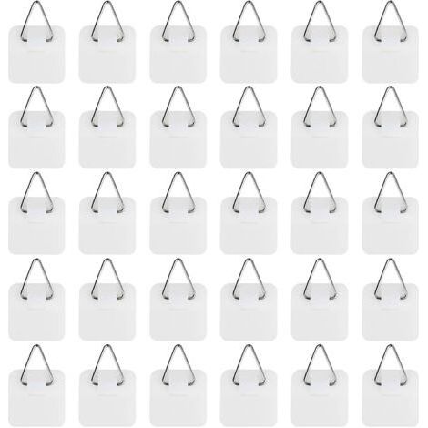 Packung mit 30 selbstklebenden Bilderhaken, Wandbefestigungshaken für Bilderrahmen, starke Aufhänger bis max. 5 kg, einfache Montage ohne Werkzeug (kleines Quadrat) (1/5)