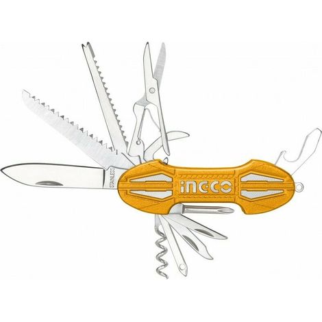 Coltellino multiuso tipo Svizzero INGCO in alluminio tascabile con 15 funzioni (1/6)