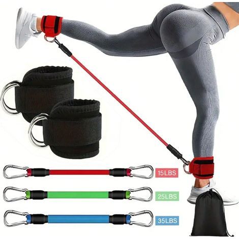 Knöchel-Widerstandsband-Set mit verstellbaren Gurten für Bein- und Gesäßtraining, Kraftübungen, Yoga-Klimmzugbänder, inklusive Tragetasche (1/5)