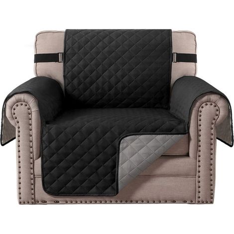 Housse Fauteuil Protecteur , Taille 1 Places / Relax. Housse Matelasse Réversible. Couleur noir-170170cm (1/5)