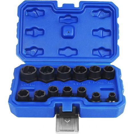13 pièces Impact endommagé boulon écrou extracteur douille ensemble d'outils boulon écrou vis enlèvement clé à douille