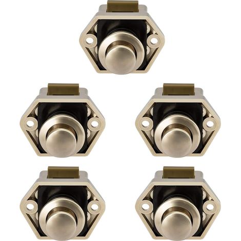 LangRay 5 PCS Mini Bouton Poussoir Tiroir Armoire Porte Verrouillage Caravane Camping Car Bateau Nickel Bouton (1/5)
