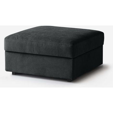 Pouf repose-pieds pour canapé modulaire en tissu déperlant 80x80 Cortina - Noir