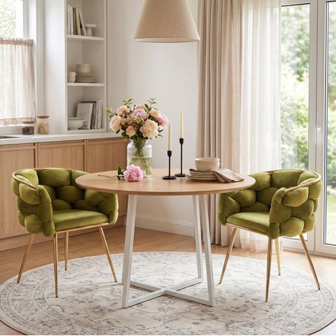 Poltrona d'accento moderna in metallo, verde oliva, set da 2 HAVRYA (1/5)