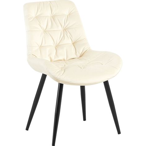 Silla de comedor x1 en terciopelo crema con estructura de metal negro comodidad y elegancia atemporal 100007224 (1/5)
